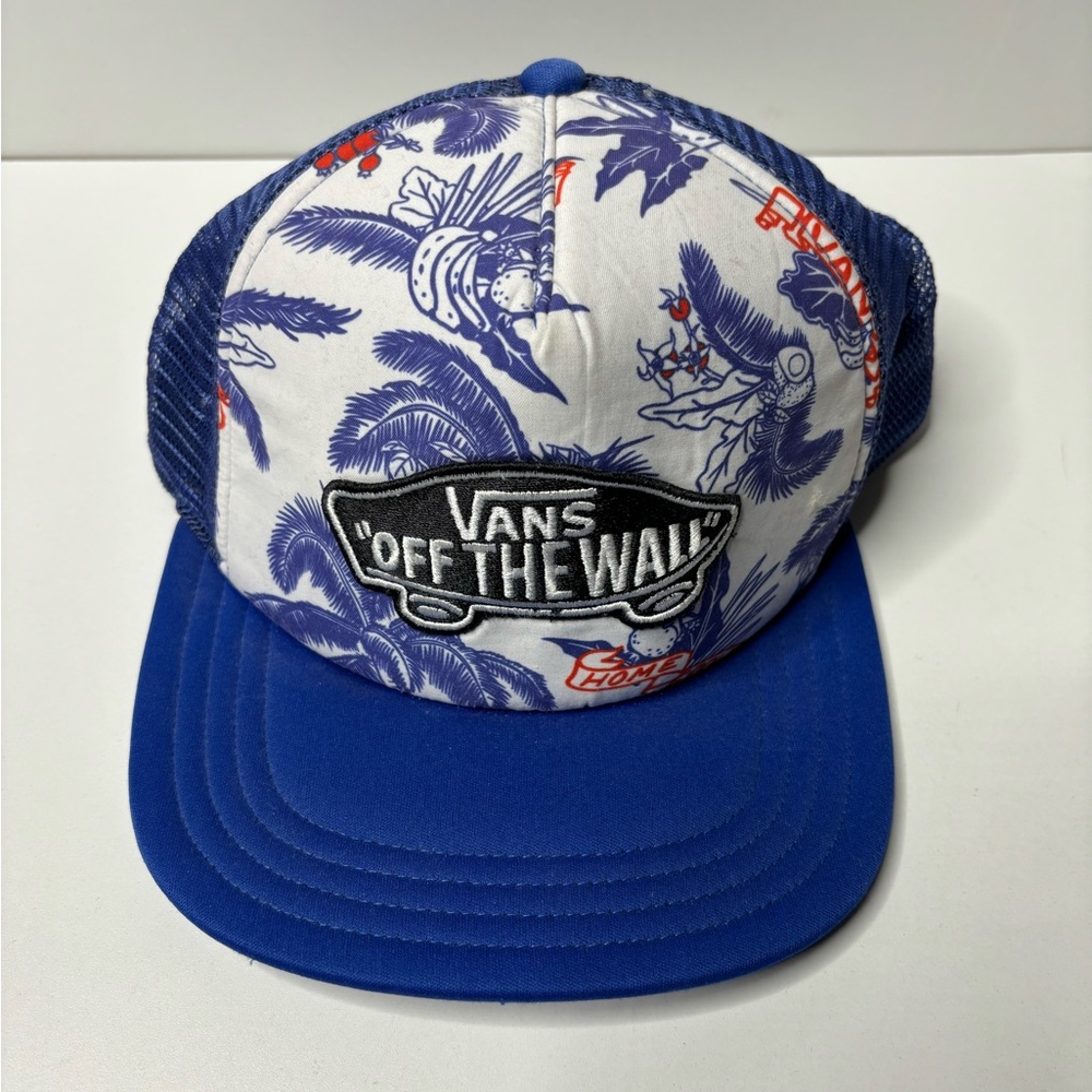 Vans Blue and White Embroidered “Off the Walls” Lettering.